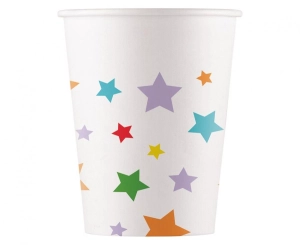 Kubeczki papierowe Multicolor Bright Stars 200ml 8 szt
