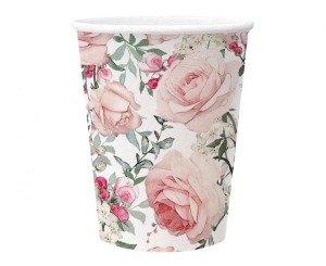 Kubki papierowe 0 25 l Gorgeous Roses 8 szt