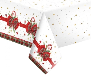 Obrus papierowy Checked Bow with Candy Cane 120x 180 cm 1 szt