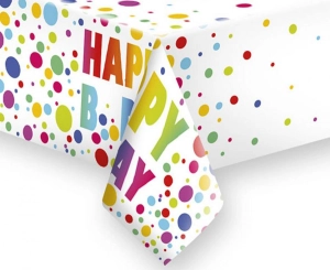Obrus papierowy Happy B'Day Dots 120 x 180 cm 1 szt