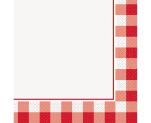 Serwetki papierowe Czerwona kratka 33 cm x 33 cm 16 szt