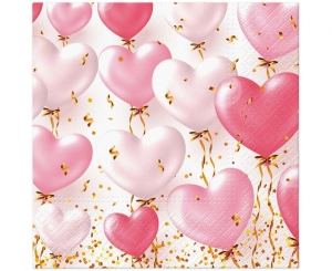 Serwetki papierowe PAW Balonowe serca 33 cm x 33 cm 20 szt