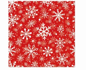 Serwetki papierowe PAW czerwone z płatkami śniegu 33 cm x 33 cm 20 szt