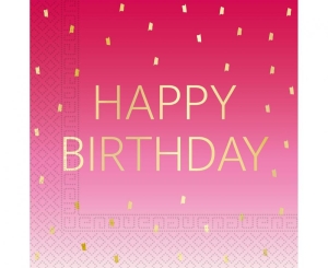Serwetki papierowe Pink Happy Birthday 33 cm x 33 cm 20 szt