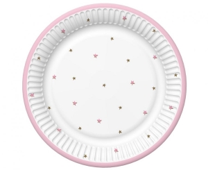 Talerzyki papierowe Baby Shower Pink 18 cm 8 szt