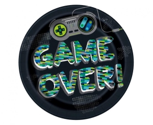 Talerzyki papierowe GAME OVER 9" 8 szt