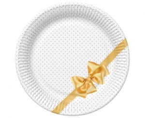 Talerzyki papierowe Golden Bow Elegance 18 cm 8 szt