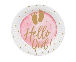 Talerzyki papierowe 'Hello Girl!' 23 cm. 10 szt