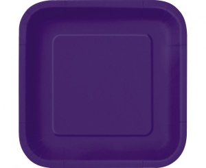 Talerzyki papierowe kwadratowe fioletowe 18 cm 16 szt