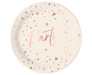 Talerzyki papierowe Rose Gold Party 23 cm 8 szt