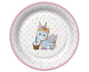 Talerzyki papierowe Sweet Unicorn with Pastel Dot 18 cm 8 szt