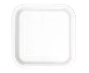 Talerzyki papierowe białe 23 cm kwadratowe 14 szt