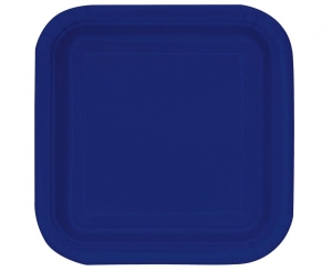 Talerzyki papierowe granatowe kwadratowe 22 cm 14 szt