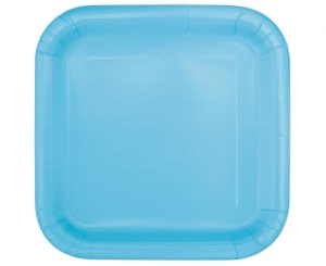 Talerzyki papierowe jasnoniebieskie 18 cm kwadratowe 16 szt
