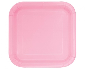 Talerzyki papierowe jasnoróżowe 23 cm kwadratowe 14 szt