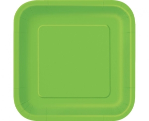 Talerzyki papierowe limonkowe kwadratowe 18 cm 16 szt