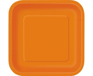 Talerzyki papierowe pomarańczowe 23 cm kwadratowe 14 szt