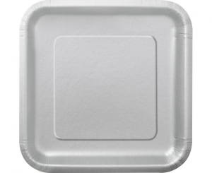 Talerzyki papierowe srebrne 23 cm kwadratowe 14 szt