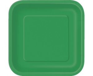 Talerzyki papierowe zielone 18 cm kwadratowe 16 szt