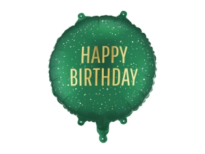 Balon foliowy pastylka Happy Birthday  35 cm x 35 cmciemnozielony