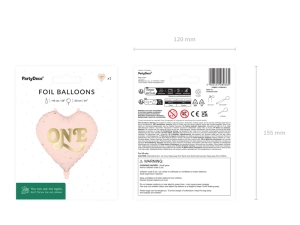 Balon foliowy Serce One 45 cm jasny różowy