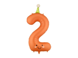 Balon foliowy Cyfra 2 86cm pomarańczowy