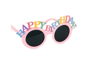 Okulary Happy Birthday 18.5x7.5 cm różowy