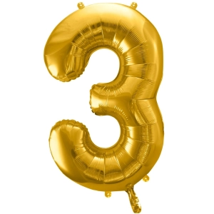 Balon foliowy cyfra 3 złoty 85 cm