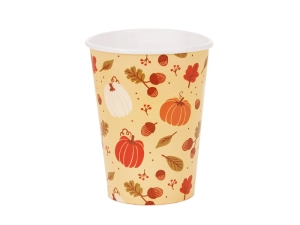 Kubeczki papierowe Dynie i żołędzie, 250 ml, pomarańczowy