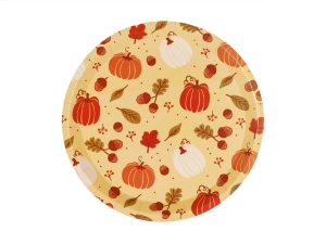 Talerzyki papierowe Dynie i żołędzie, 23 cm, pomarańczowy
