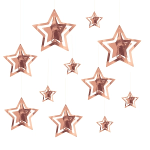 Dekoracja świąteczna 3D Gwiazdki rose gold 11szt.