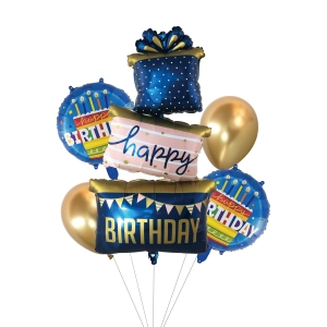 Balony Happy Birthday granatowy zestaw