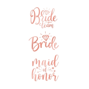 Tatuaże zmywalne Bride to Be rose gold zestaw 13szt.