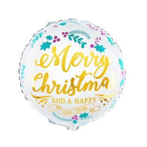 Balon foliowy Merry Christmas and a Happy New Year 45cm