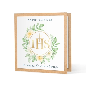 Zaproszenie na komunię IHS kraft 10szt.