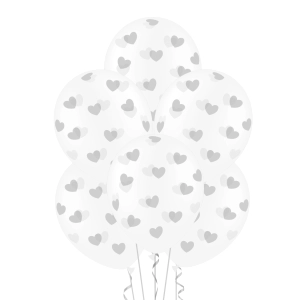 Balony 12cali w szare serduszka 6szt