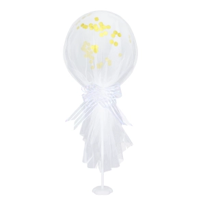 Balon konfetti w tiulu biały 12cali 1szt.
