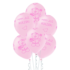 Balony 12cali różowe Mam już roczek 100szt