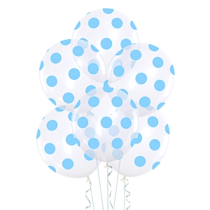 Balony transparentne w niebieskie kropki 12cali 100szt