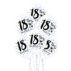 Balony 18th birthday białe 12cali 100szt.