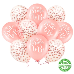 Zestaw balonów Bride to be rose gold z konfetti 12cali 10szt.