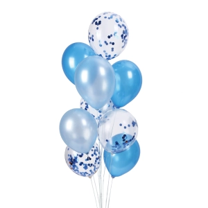 Balony 12 cali niebieskie mix z konfetti 6szt