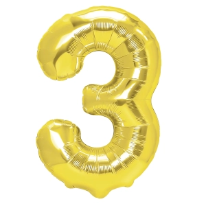 Balon foliowy cyfra 3 złoty 40cm