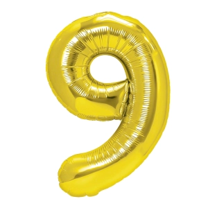 Balon foliowy cyfra 9 złoty 40cm