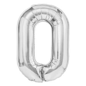 Balon foliowy cyfra 0 srebrny 40cm