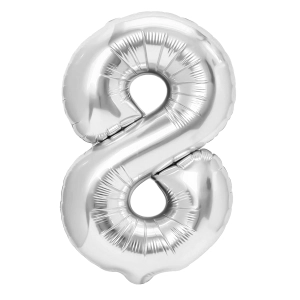 Balon foliowy cyfra 8 srebrny 40cm