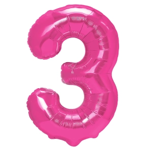 Balon foliowy cyfra 3 ciemnoróżowy 40cm