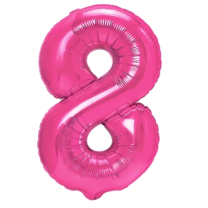 Balon foliowy cyfra 8 ciemnoróżowy 40cm
