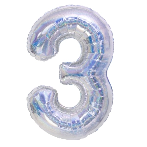 Balon foliowy cyfra 3 holograficzny 100cm
