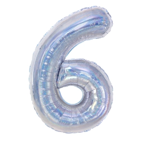 Balon foliowy cyfra 6 holograficzny 100cm L
